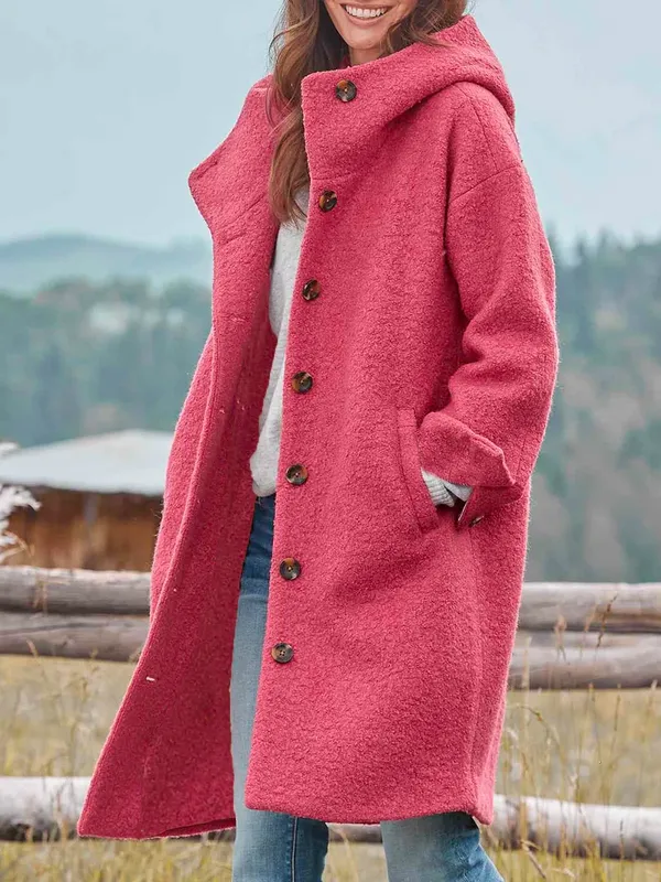 Women's Elegant Wool Coat with Button Features | Ideal for Autumn/Winter