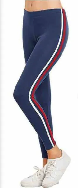 Women's Stylish Ankle Length Striped Royal Blue Jeggings