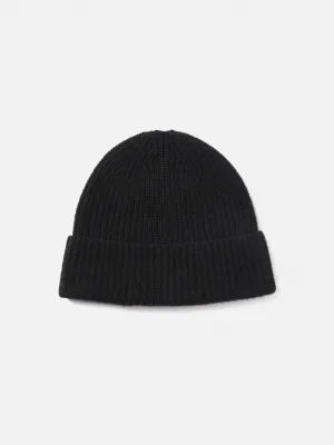 Wool Cashmere Blend Beanie | Black