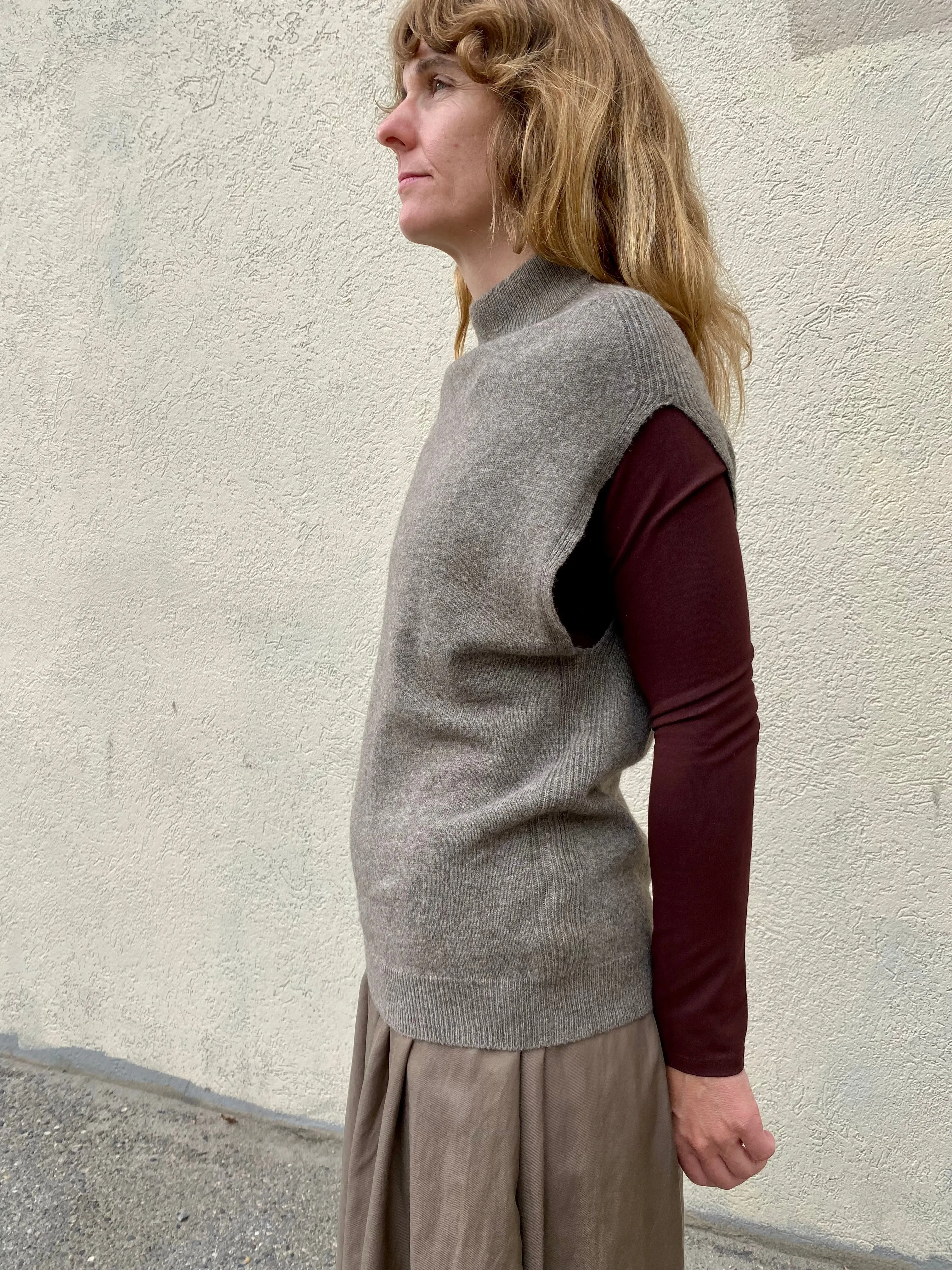 Yak Wool Vest in Oat Brown