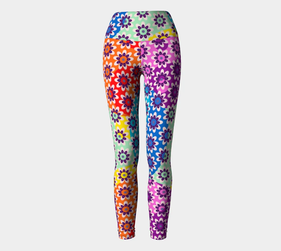 Yin Yang Daisies Yoga Leggings