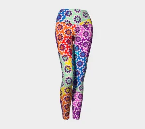 Yin Yang Daisies Yoga Leggings