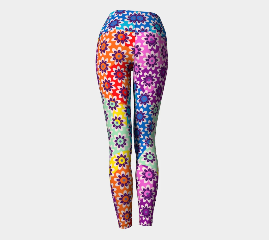 Yin Yang Daisies Yoga Leggings