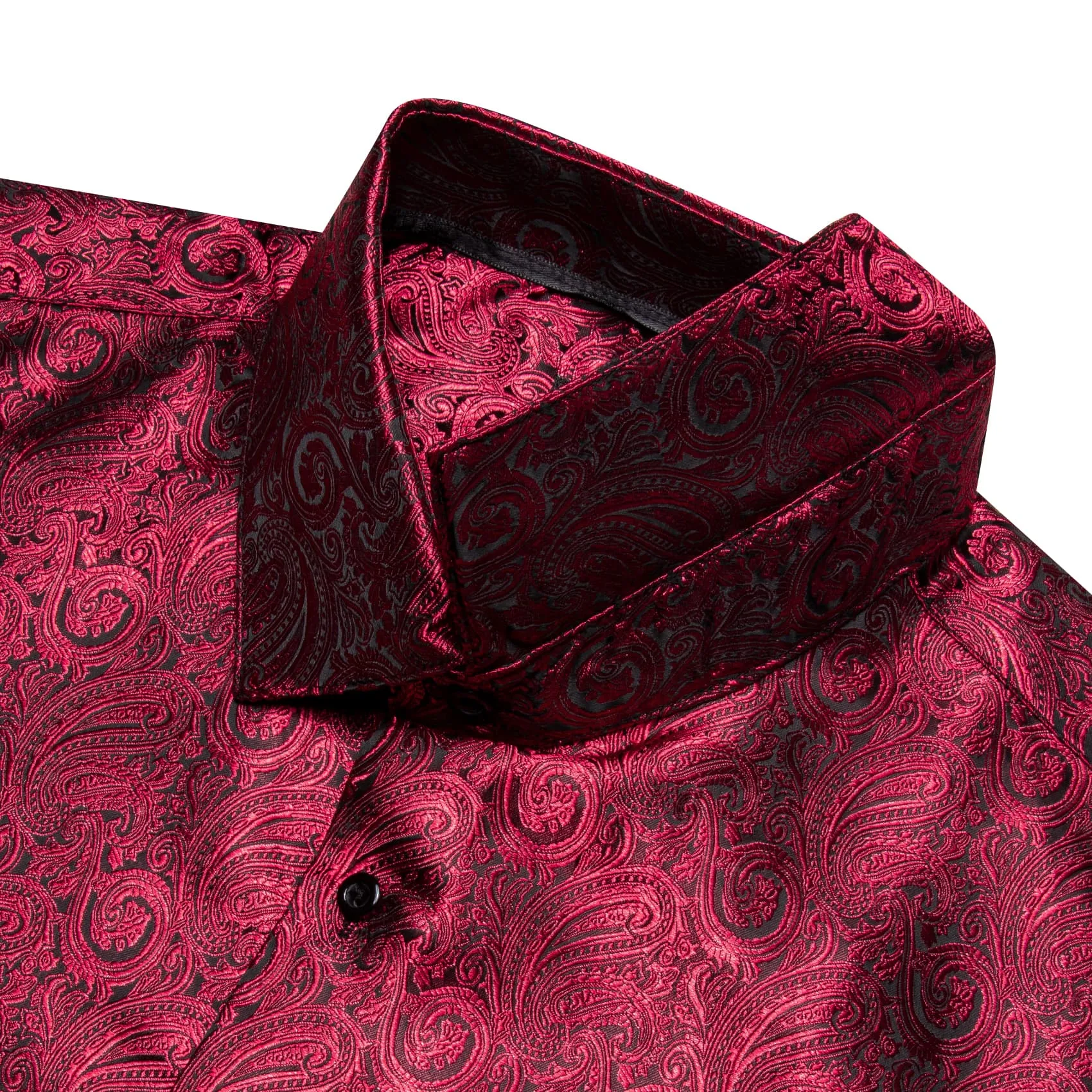 YourTies Men's Long Sleeve Shirt Paisley Jacquard Burgundy Dress Shirt