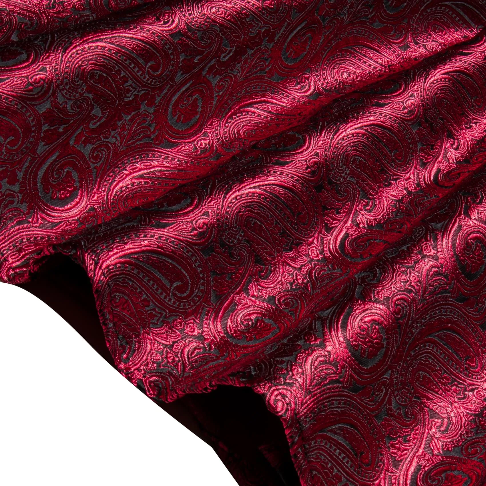 YourTies Men's Long Sleeve Shirt Paisley Jacquard Burgundy Dress Shirt