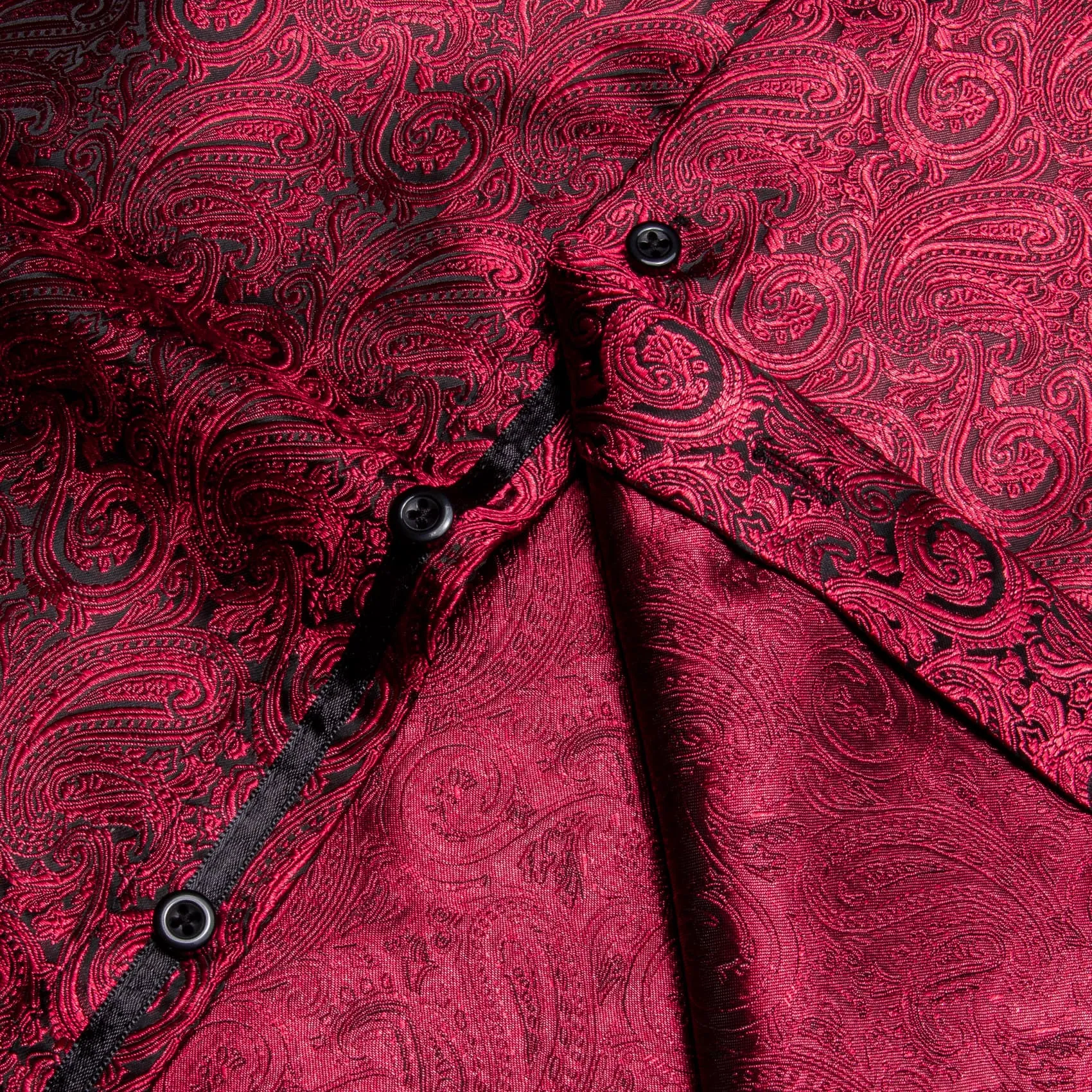 YourTies Men's Long Sleeve Shirt Paisley Jacquard Burgundy Dress Shirt